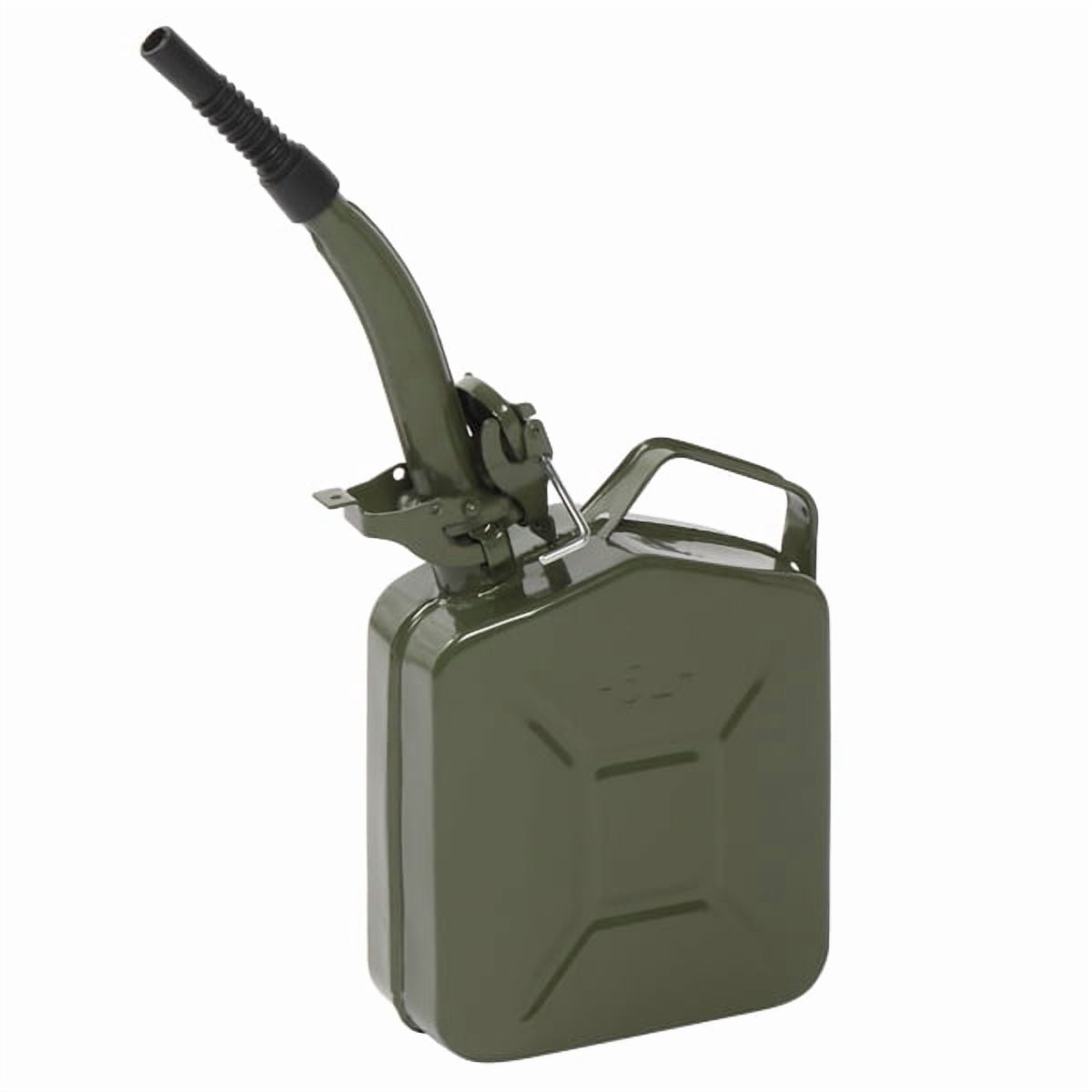 5L American Style Fuel Storage Can with Pour Tube, Army Green, Portable for Gasoline/Diesel/Oil