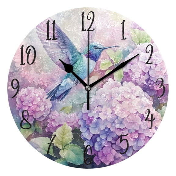 WOBOGO Colorful Pretty Bird Wall Clock 10in Silent Mechanism Battery Operated Retro Style for Living Room Bedroom and Kitchen Black Pointer