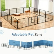 edx Dog Playpen, 16 Panels 32 Foldable Heavy Duty Metal Puppy Exercise Pen with Doors Indoor Outdoor
