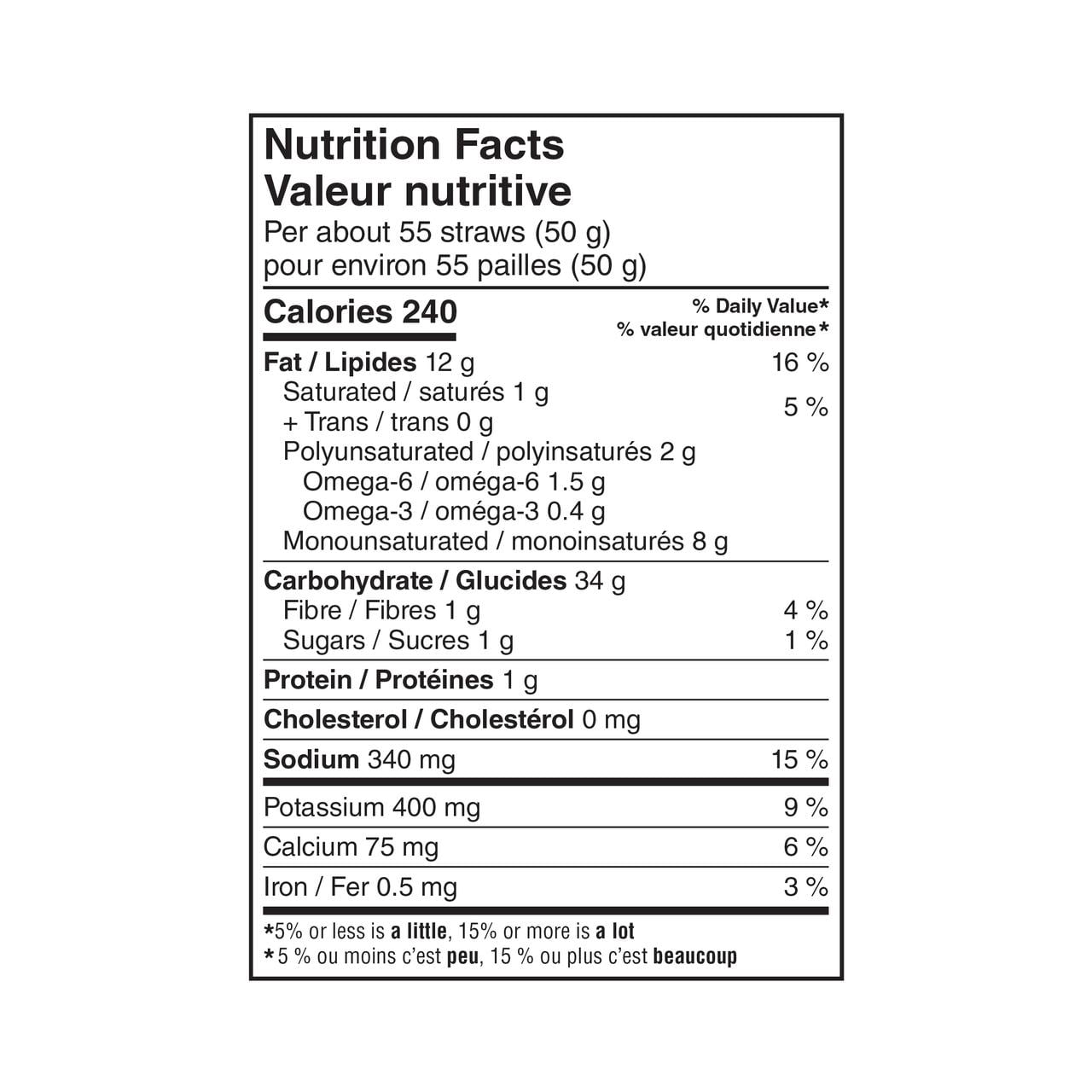 Pailles aux légumes Saveur de romarin et d’huile d’olive Great Value 142 g