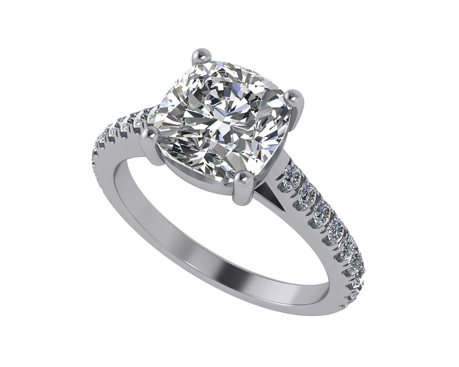 VOUS Cushion Cut Cathedral Solitaire Engagement Ring, Sterling Silver w/Pure  Brilliance Zirconia-Size 5.5