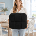 Poop Aba 15 Inch Square Woven Corduroy Ottoman Footrest, Black, Modern Vanity ...
