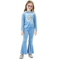 thumbnail image 6 of Disney Frozen Girls Sweatshirts Elsa Character Graphic Hoodie and Pants Blue Velvet 2 Pieces Sets Sizes 2-6, 6 of 9