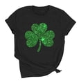 thumbnail image 5 of Dark Green Clover T Shirt Women St Patricks Day Glitter Graphic Tees Short Sleeve Black Tops Emerald Shine Blouse, 5 of 6