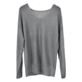 thumbnail image 4 of Women's Lightweight Knit Sweater, Long Sleeve V-Neck Pullover, Oversized Off Shoulder, Soft Stretch Comfortable Casual Wear, Loose Fit Elegant Blouse, 4 of 4