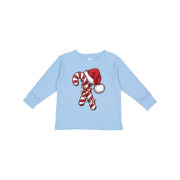 Inktastic Red and White Candy Cane Santa Christmas Funny Xmas Lights Boys or Girls Long Sleeve Toddler T-Shirt
