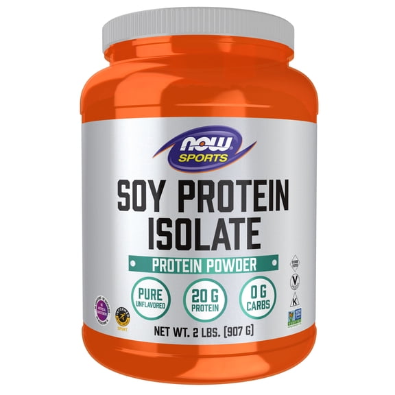 NOW Sports Nutrition, Soy Protein Isolate 20 g, 0 Carbs, Unflavored Powder, 2-Pound