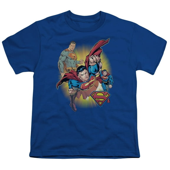 Jla - Superman Collage - Youth Short Sleeve Shirt - Small