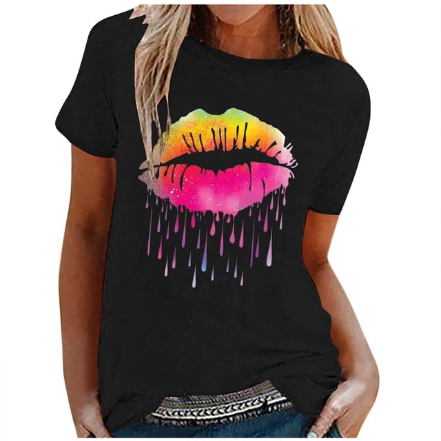 Birdeem T-Shirt Blouse à Manches Courtes à Col Rond Imprimé pour Femmes, Coupe Ample