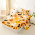 thumbnail image 2 of Feelyou Cute Ghost Pumpkin Twin Sheets, Kawaii Bat Rainbow Bedding, Orange, 3 Pieces, 1 Flat Sheet, 1 Fitted Sheet and 1 Pillowcase, 2 of 5