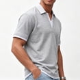 thumbnail image 4 of Josdec Men's Striped Trim V-Neck Short Sleeve Polo Shirt, Casual Layered Collar Pullover for Summer Daily & Office Wear M-XXXL, 4 of 8