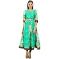 thumbnail image 1 of Bimba Robe en Coton pour Femmes Kurti Longue à Volants Tenue de Fête Kurta Blouse avec Dos Profond Col, 1 of 8