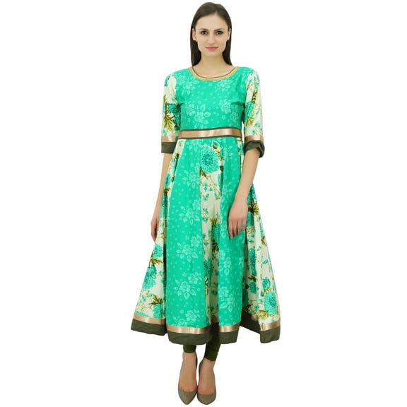 Bimba Designer Cotton Dress Long Flaired Kurti Party Wear Kurta Blouse