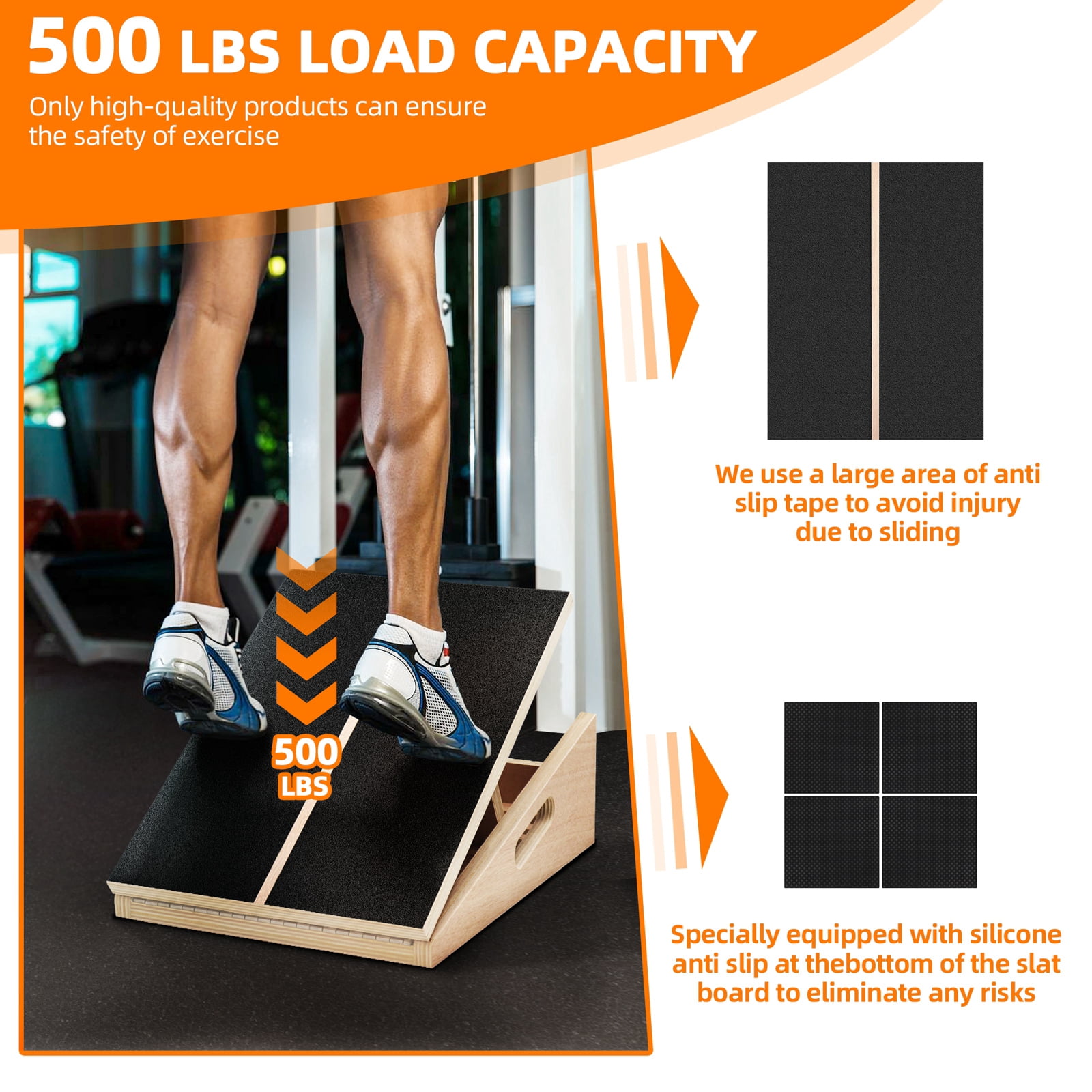 Slant Board for Calf Stretching Squats Calf Stretcher Incline Stretch Adjustable Wooden Wedge Footrest Professional for Knees Ankle Heel Feet Leg