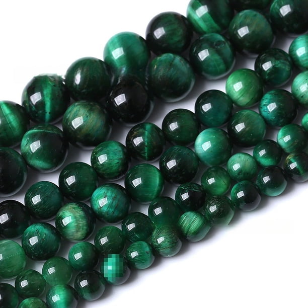 Xiao Hua 2 piezas de cuentas sueltas de piedra de ojo de tigre natural verde de 12 mm, cuentas de piedra natural semiacabadas, pulsera, collar, accesorios de joyería DIY