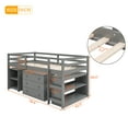 thumbnail image 4 of Harper & Bright Designs Twin Loft Bed Low Study Twin Size Bed with Cabinet and Rolling Portable Desk (Grey), 4 of 14