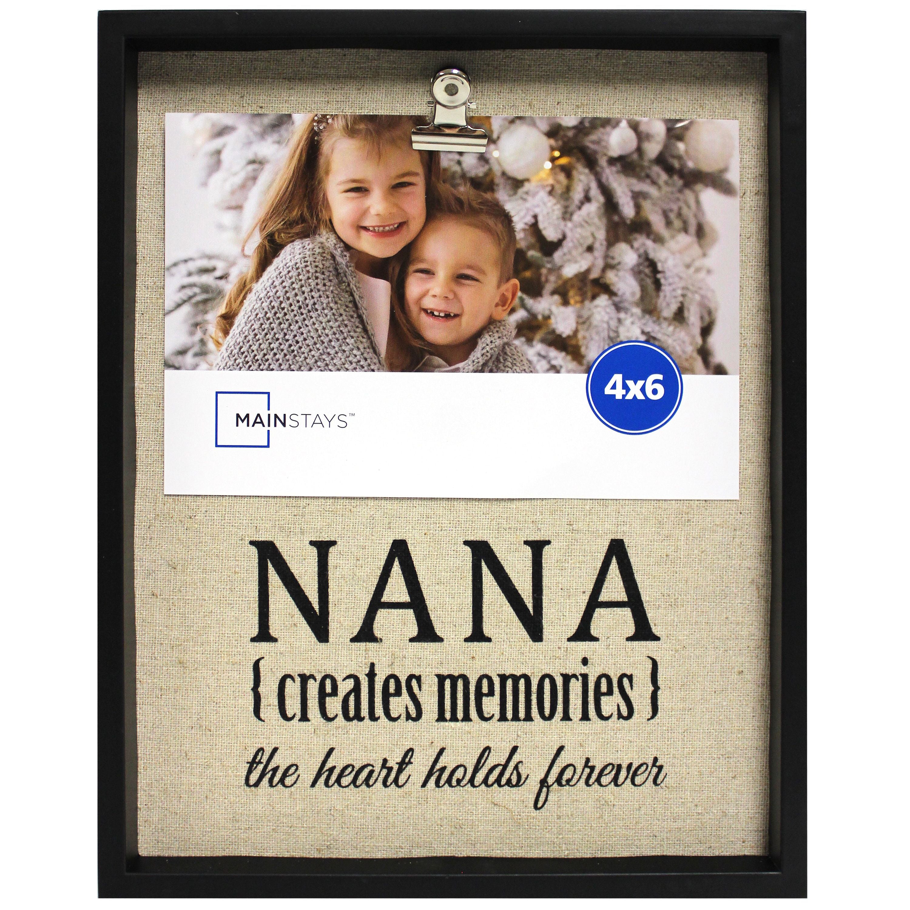 Mainstays 4x6 Black Linen Clip Sentiment Picture Frame, Nana