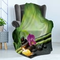 thumbnail image 4 of Spa Soft Flannel Fleece Throw Blanket, Orchid Bamboo Stems Stones Japanese Alternative Feng Shui Elements, Cozy Plush for Indoor and Outdoor Use, 50" x 60", Apple Green Fuchsia, by Ambesonne, 4 of 5