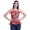 thumbnail image 2 of Moomaya Printed Casual Frill Smoked Full Buttoned Closure Women Fitted Crop Top, 2 of 5