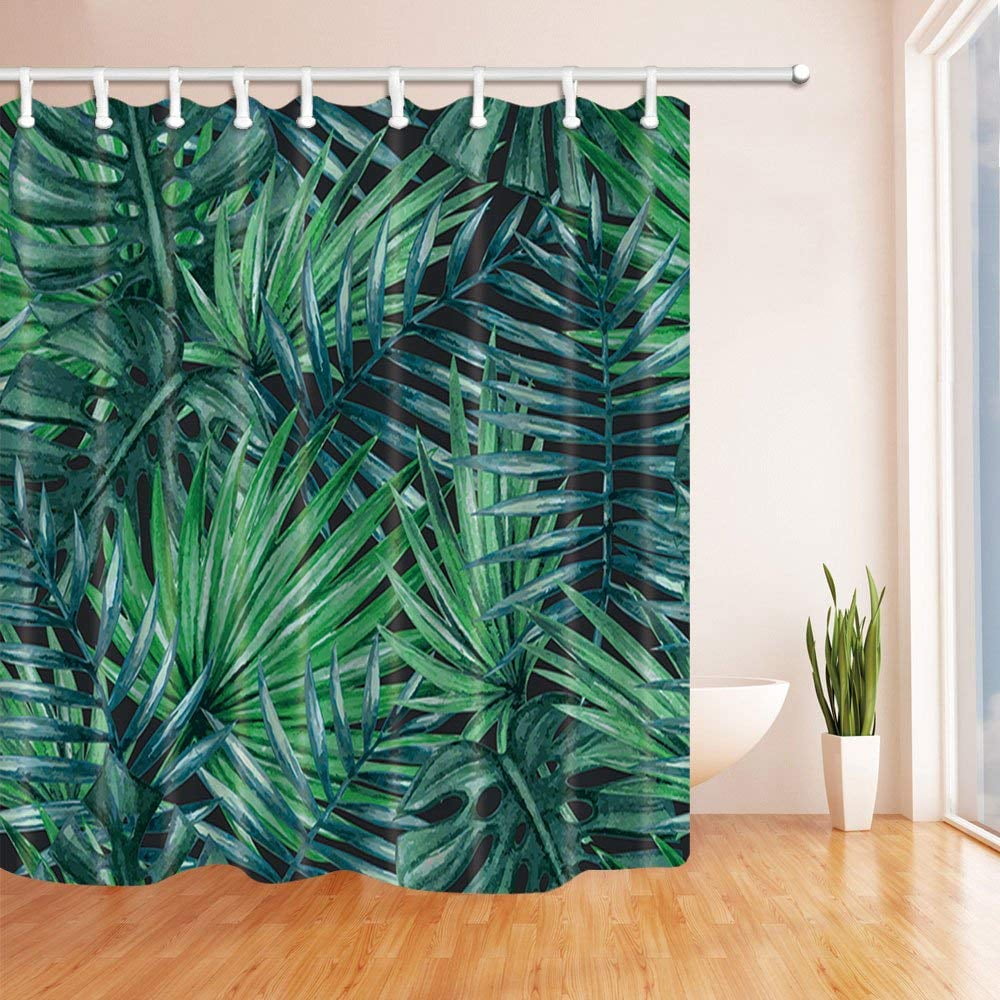 BPBOP Tropical Plants Decor Dark Green Palm Tree Polyester Fabric