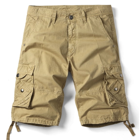 IhhxPro Men's Outdoor Cargo Shorts Elastic Waist Multi-Pocket Summer Men Workwear Lightweight Cotton Relaxed Fit Casual Hiking Travel M-5XL