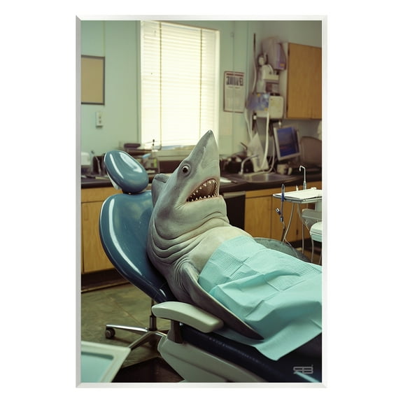 Stupell Industries Shark at Dentist Animals & Insects Painting Unframed Art Print Wall Art, 10 x 15