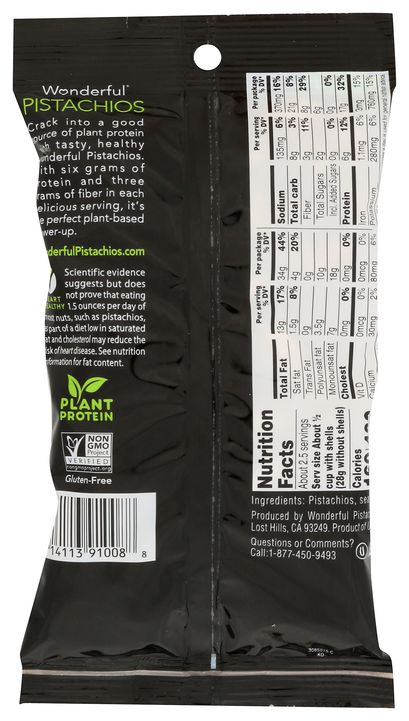 Pack of 24, Wonderful Pistachios Roasted & Salted, 5 oz