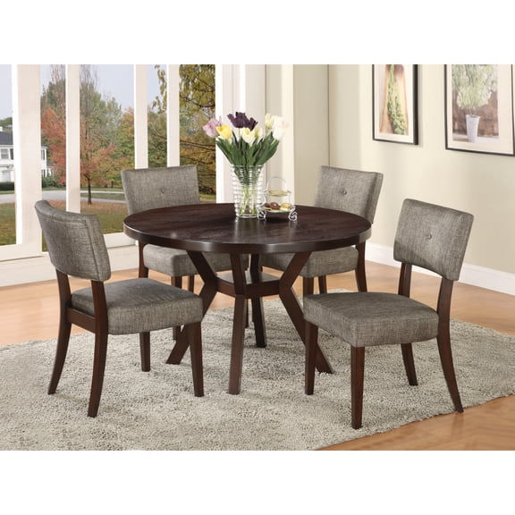 Drake Gray Fabric & Espresso Finish 5PCs Dining Room Set