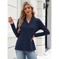 thumbnail image 3 of Zeagoo V Neck Blouse for Women Casual Dressy Basic Tops Soft Solid Long Sleeves Shirts Trendy Fall Tops, 3 of 8