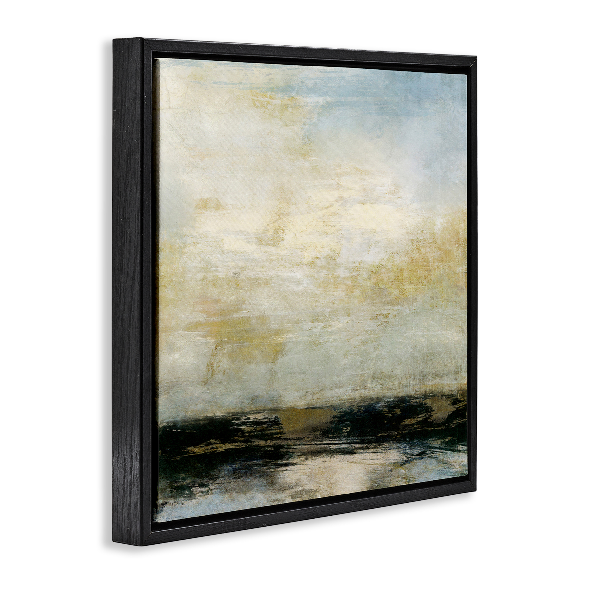 Stupell Industries Abstract Paint Streak Landscape Landscape Painting Black Floater Framed Canvas Art Print Wall Art, 25 x 25