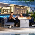 thumbnail image 3 of RADIATA 8 Pieces Aluminum Outdoor Patio Sectional Furniture Sofa Set with Fire Pit Table Large Size Luxury Comfortable Durable Water/UV-Resistant Garden Porch Backyard Party (Denim Blue Cushion), 3 of 9