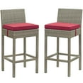 thumbnail image 1 of Modway Tabouret de Bar de Mobilier de Patio Extérieur en Osier à 2 Conduits, Gris Pâle, 1 of 6