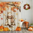 thumbnail image 2 of Pet Cat in Swing Shower Curtains for Bathroom, Thanksgiving Pumpkin Maple Leaves Retro Waterproof Fabric Shower Curtain for Bathroom Bathtub Decoration, Machine Washable, 72"x72", 2 of 9