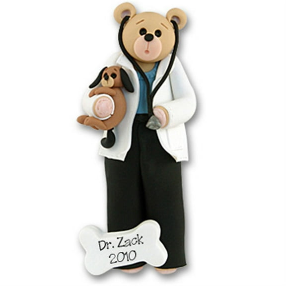 Covid-19 Belly Bear Veterinarian w/Face Mask Personalized Christmas Ornament