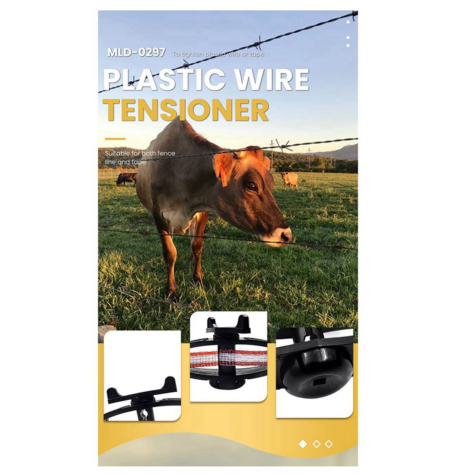 Plastic Electronic Fence Wire Tensioner Livestock Electric Fence Wire Portable Tape Tighteners for Farm Accessories 72Pc