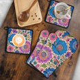 thumbnail image 5 of Colorful Floral Pattern Kitchen Oven Mitt and Pot Holder Sets 4 Pcs for Baking, Cooking and Grilling, Heat Resistant Up To 392 °F, 5 of 7