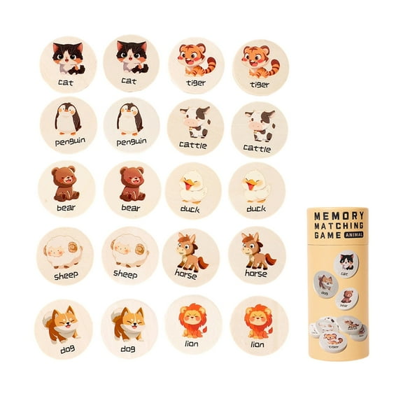 Luoshdecor Educational Wooden Memory Matching Toy, Montessori Learning Cognitive Developmen Toy,for Preschool Toddlers Board Games