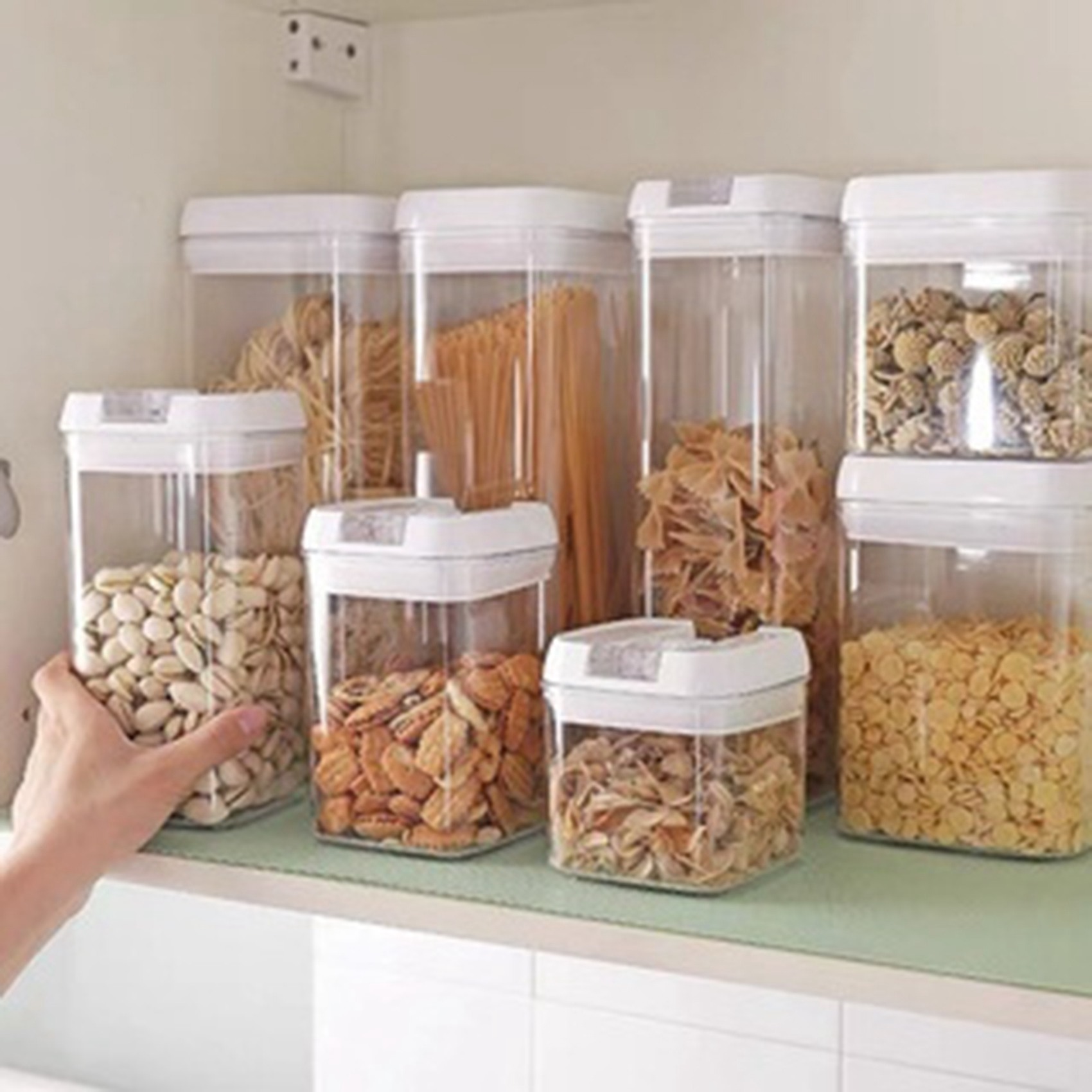 7 Pcs Air Tight Food Storage Containers Clear Plastic Cereal ...