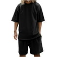thumbnail image 2 of qolati Men's 2 Piece Outfits Short Sleeve Crew Neck Summer T Shirt and Elastic Waisted Casual Track Shorts Sportswear Sets, 2 of 9