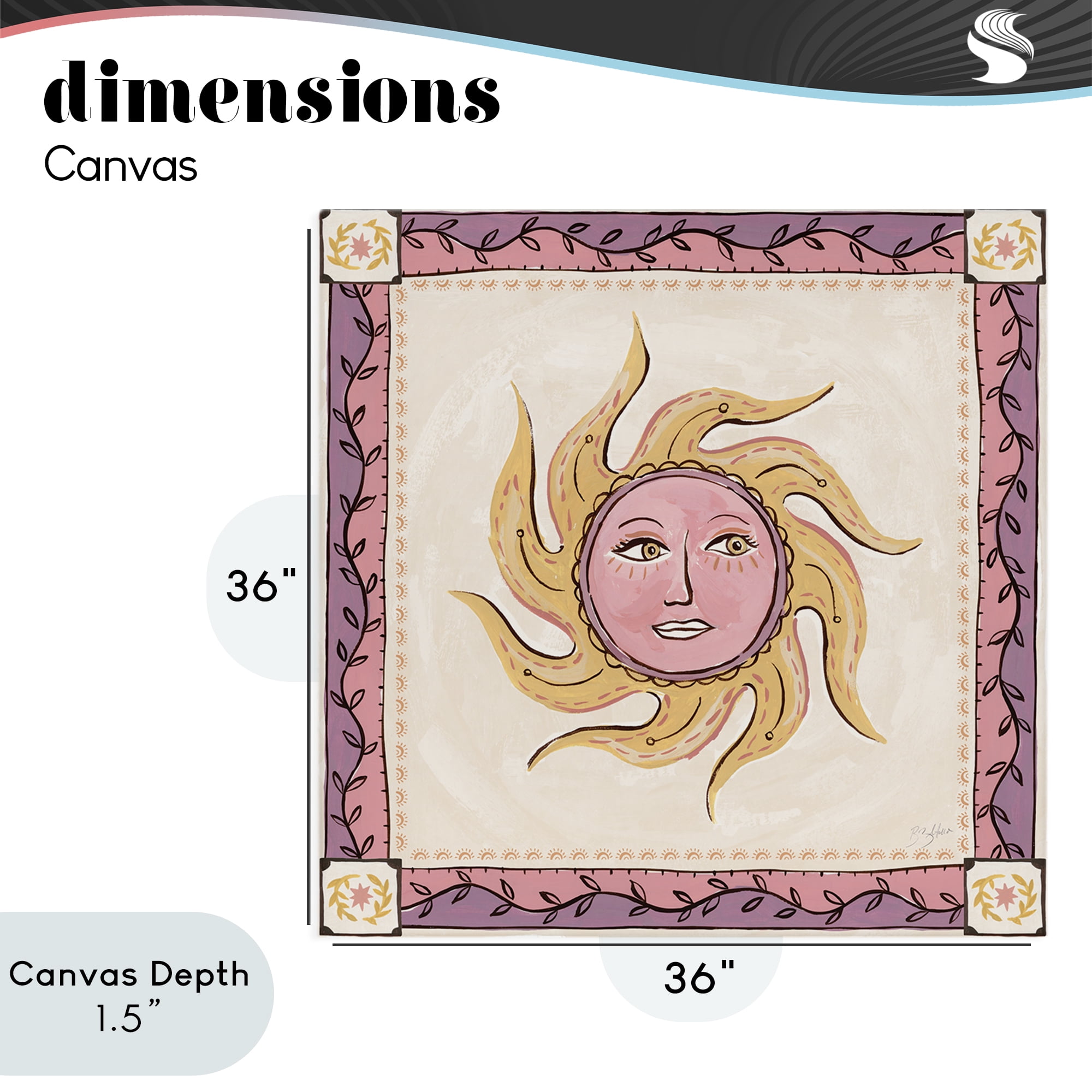 Stupell Industries Pink Sun Face with Leaf Border Canvas Wall Art, design by Two If By Sea Studios