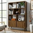 thumbnail image 2 of Bookcase Bookshelf Rack, Walnut Brown, Wood, Living Dining Room Kitchen Cafe Bistro Hospitality Restaurant, Modern Contemporary, HB37782, 2 of 9