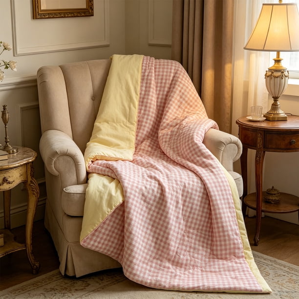 Edredón ligero de verano para aire acondicionado: manta de poliéster suave y transpirable para una comodidad fresca, juego de ropa de cama lavable a máquina para todas las estaciones.