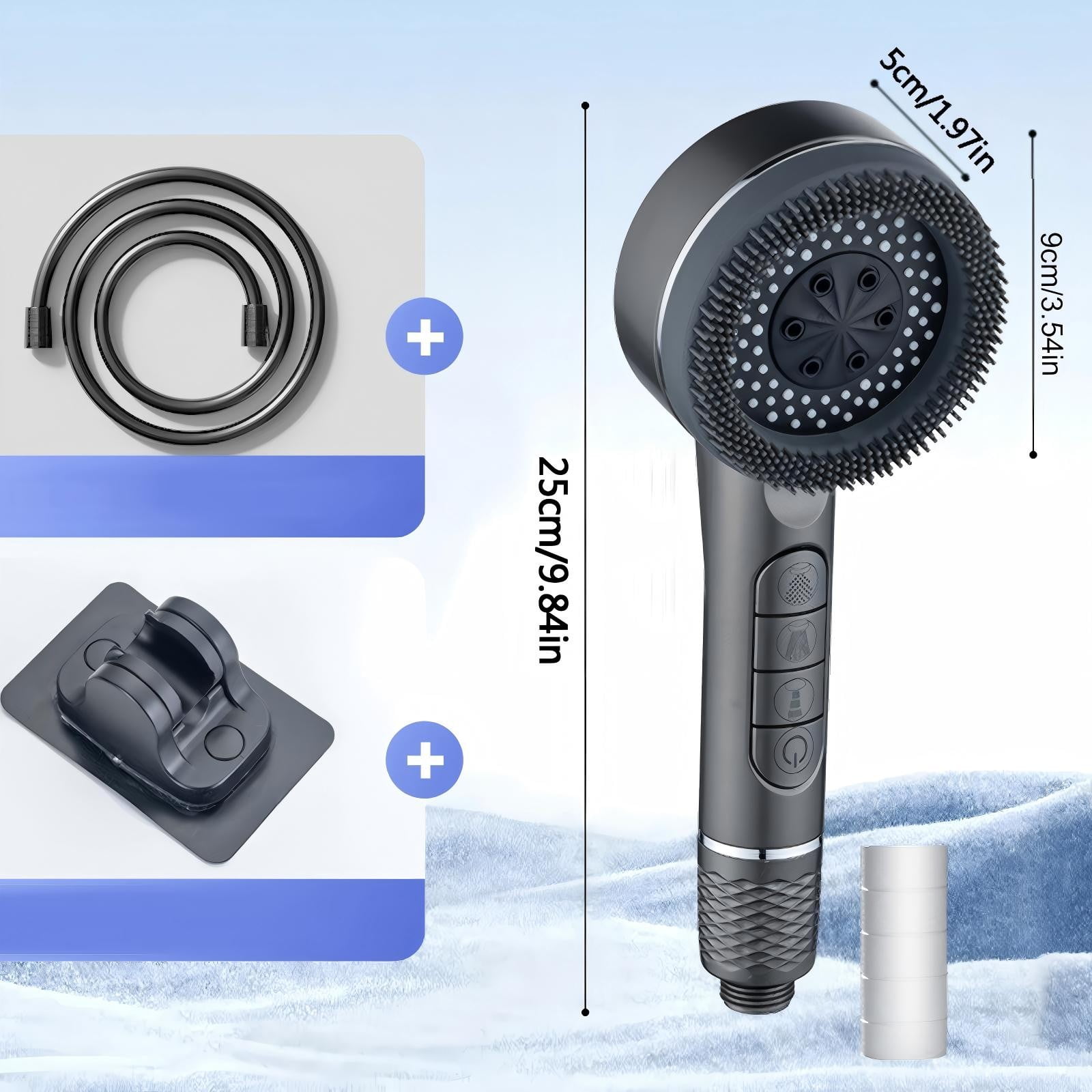 Filtered Shower Head with Handheld - High Pressure 3 Spray Modes Showerhead with Filters,Built-in Hose Connector, Water Saving, for Hard Water RV Home Camper Travel Trailer