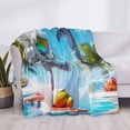 thumbnail image 3 of Fuzoiu Astronaut Tropical Dolphin Print Flannel Blanket,Throw Blanket,Flannel Home Decor,Fleece Bed Blankets,Cozy Soft Blanket for Bed, Sofa, Camping, and Travel-80"x60", 3 of 6