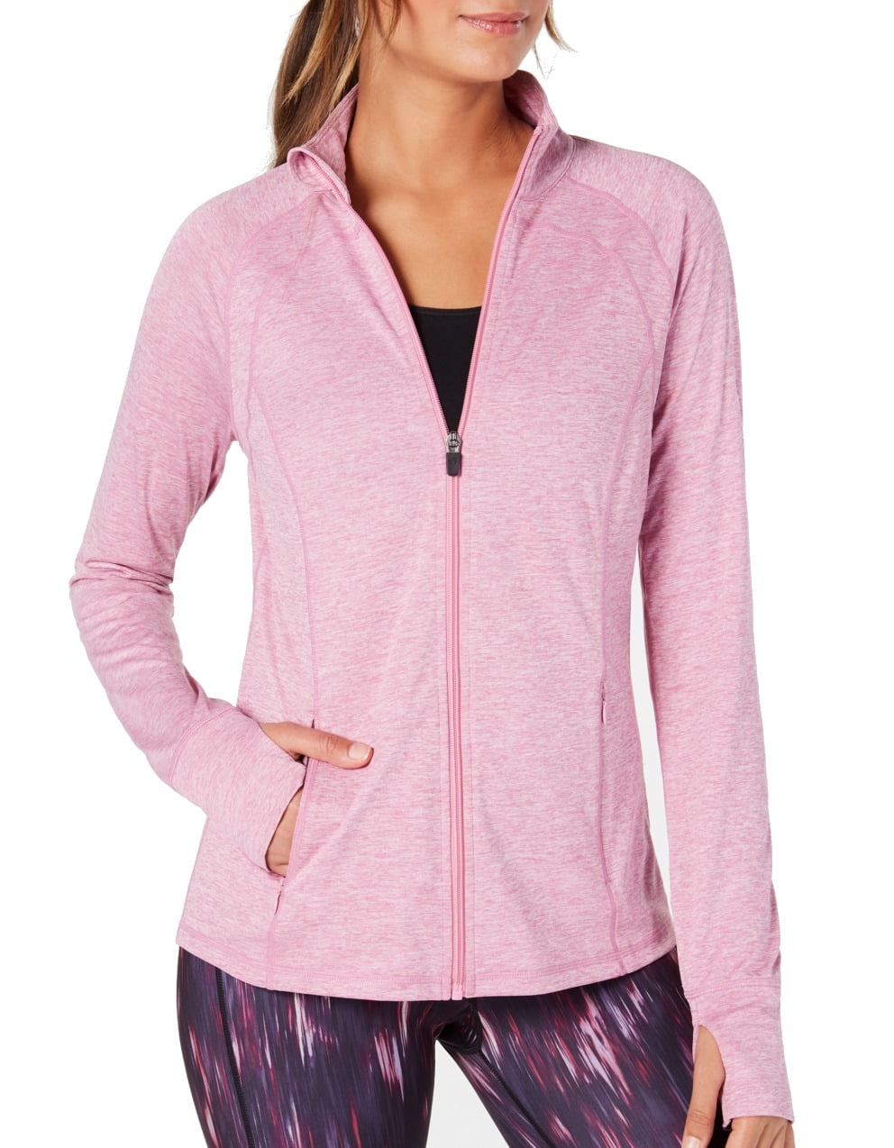 Ideology Womens Activewear Jacket Large Full Zip Thumbholes L