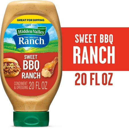Hidden Valley Sweet BBQ Ranch Dip Sauce Condiment and Dressing, 20 fl oz