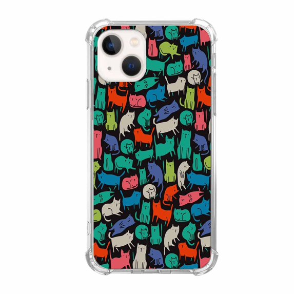 Colorful Cat Collage Case for iPhone 14 ,Aesthetic Art Design Pattern TPU Shock Proof Cover Case