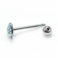 thumbnail image 3 of Heart Paved Tongue Ring Surgical Steel 14ga 5/8" - 16mm, 3 of 7