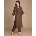 thumbnail image 3 of Moomaya Women's Exclusive 2-Piece Kurta & Pant Set | Designer Roman Silk Outfit With V-Neck, Puffed Sleeves & Pockets - Ethnic Wear, 3 of 9