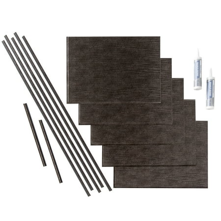 FASÄDE Ripple Decorative Vinyl Backsplash 15 sq ft Kit in Smoked Pewter